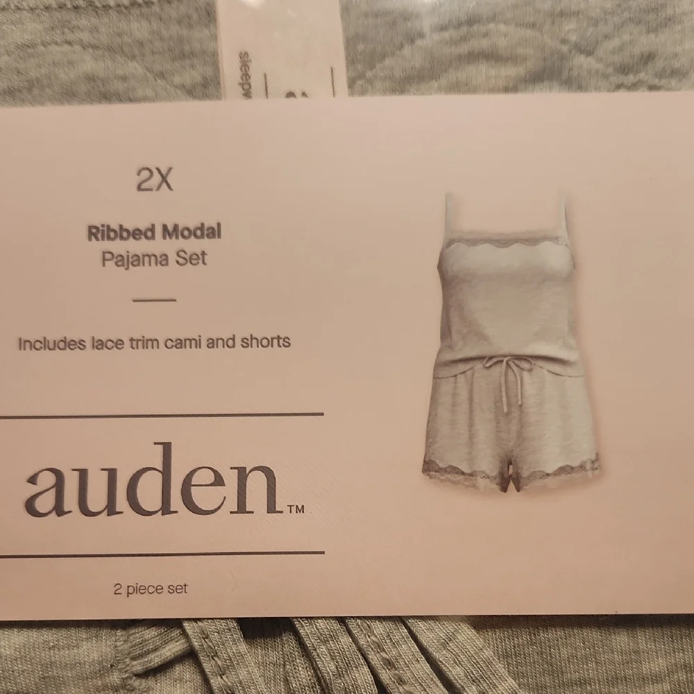 Auden Women's Light Gray Ribbed Pajama Set - Picture 2 of 3